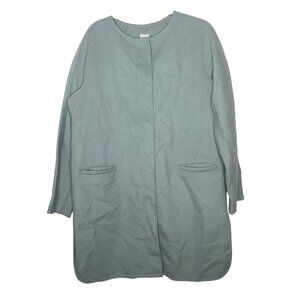 J.Jill Womens Light Blue Wool Blend Coat With Hidden Button Closure & Pockets Si